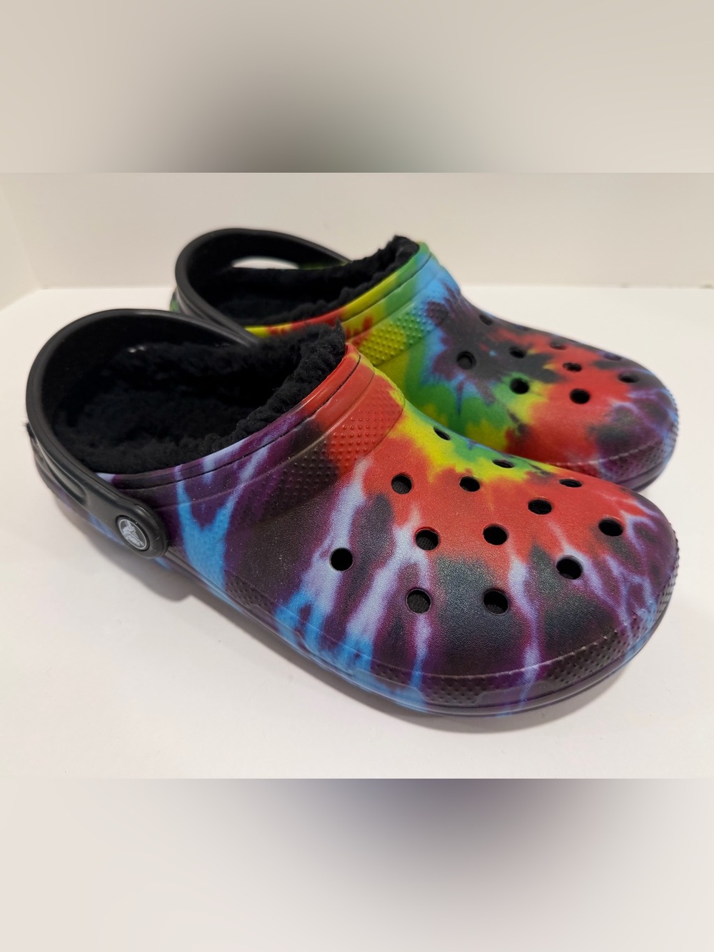 Crocs Rainbow Tie-Dye Lined Classic Clogs - Unisex W10/M8